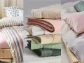 Bettwäsche aus Perkal, weiche Handtücher in Pastelltönen und Leinen-Bettzeug.