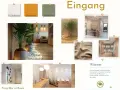 Inspiration für ein stilvolles **Haus einrichten**: Warme Erdtöne, Pflanzen und natürliche Materialien schaffen eine einladende Atmosphäre im Eingangsbereich und Empfangsräumen.