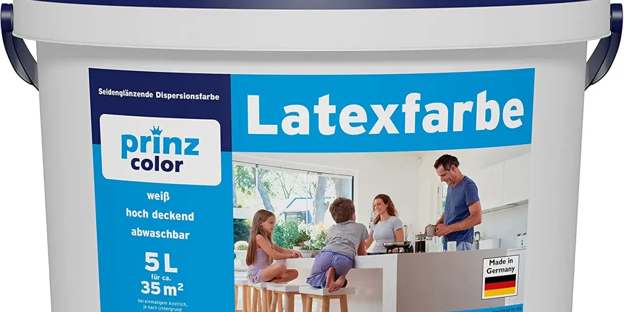 Prinz Color Latexfarbe: weiß, hoch deckend, abwaschbar. Ideal für Familien, da die Farbe leicht zu reinigen ist.