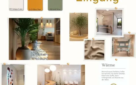 Inspiration für ein stilvolles **Haus einrichten**: Warme Erdtöne, Pflanzen und natürliche Materialien schaffen eine einladende Atmosphäre im Eingangsbereich und Empfangsräumen.
